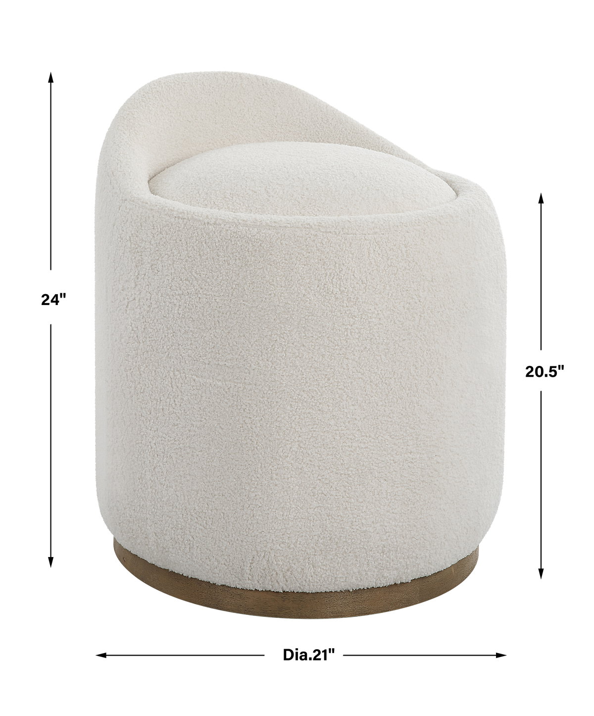 Swirl Swivel Sheepskin Ottoman, by Uttermost, 21" width x 24" height x 21" depth View 3