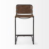 Berbick Low Back 30in Seat Bar Stool | Brown Leather with Gray Metal, Counter & Bar Stool by Mercana, 20.5" length x 24.8" width x 43" height thumbnail 3