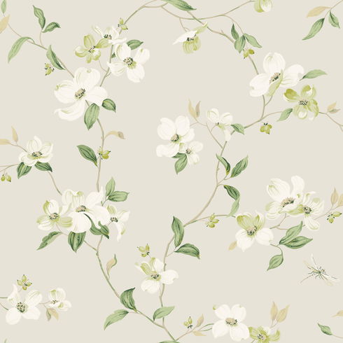 Dogwood Light Grey Wallpaper