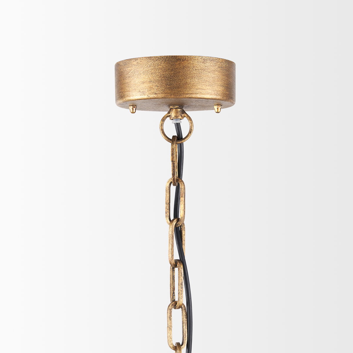 Rhone Gold Metal and Wood Beaded Chandelier, by Mercana, 26.38" length x 26.38" width x 88.58" height View 4