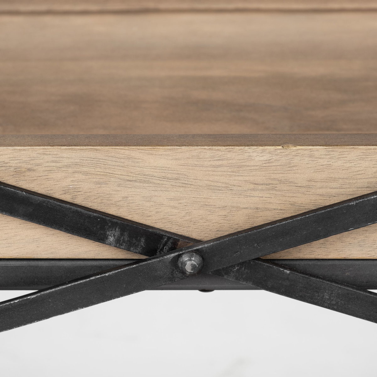 Trey I 80L x 16W Brown Wood and Black Iron Console Table, by Mercana, 80" length x 16" width x 30" height View 9