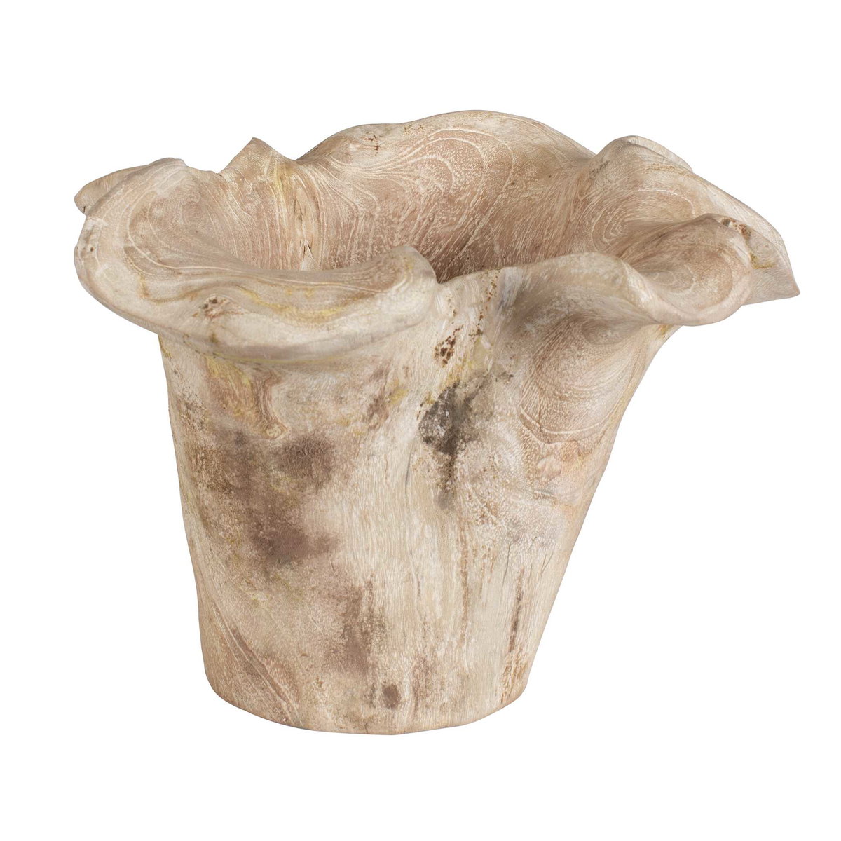 Teak Flow White Wash Outdoor Bowl, Decorative Tray by Uttermost, 15.8" width x 10" height x 15.8" depth View 4