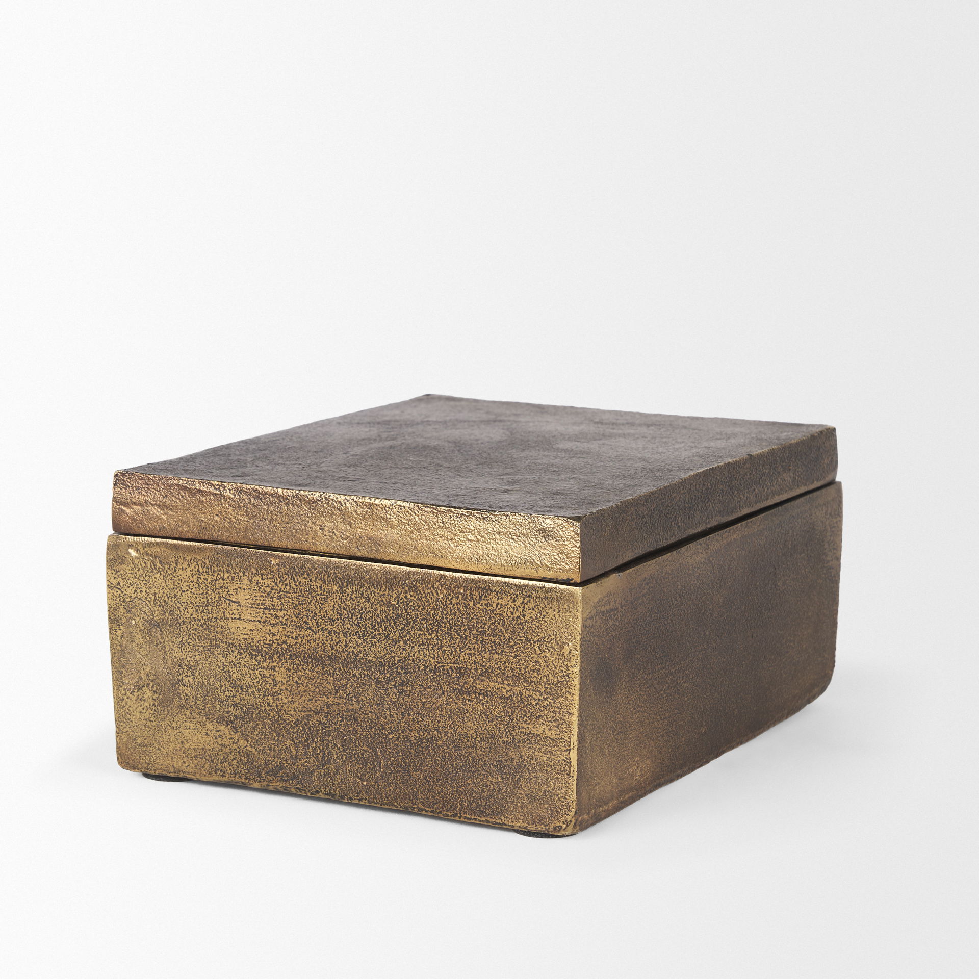 Porschia Large Antiqued Gold Metal Decorative Box, Boxe by Mercana, 9.84" length x 7.87" width x 4.72" height View 8