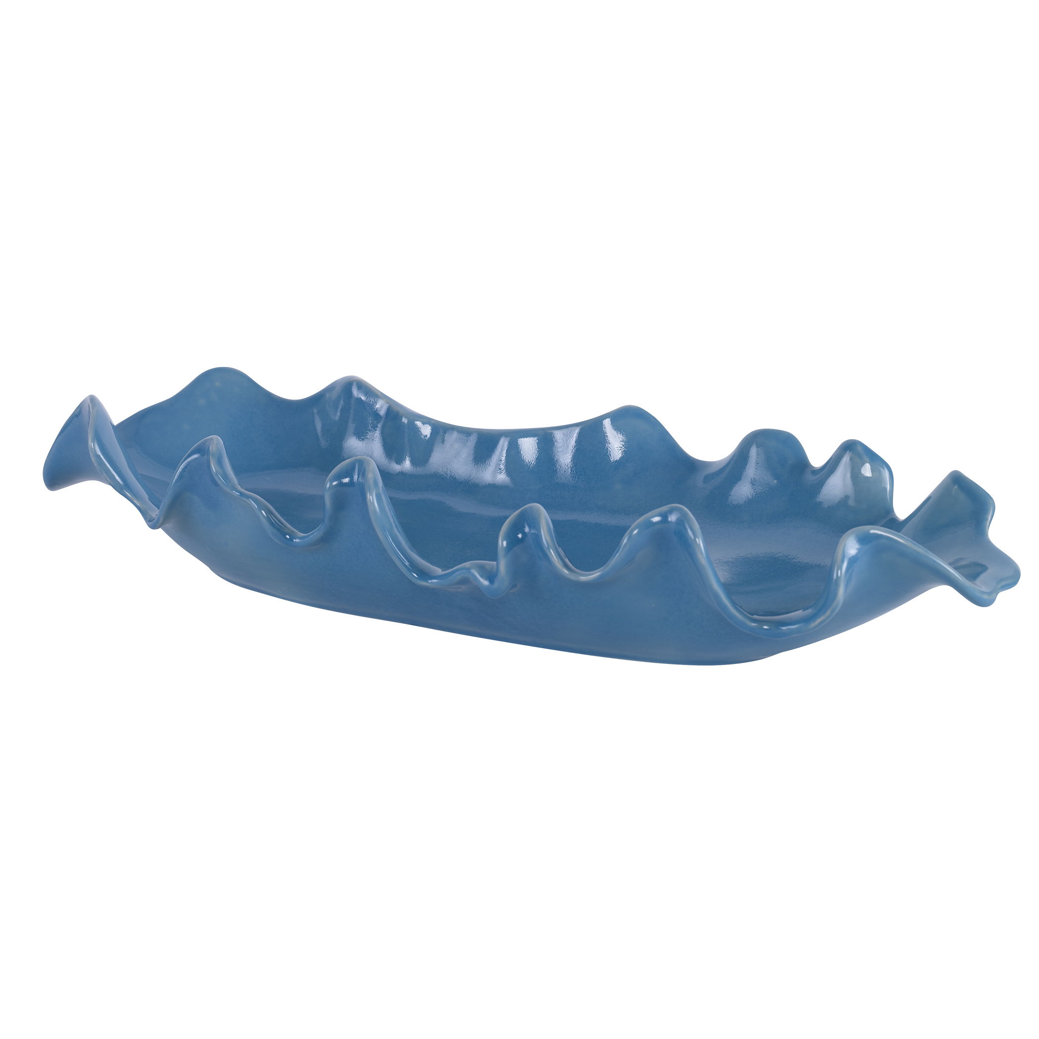 Ruffled Feathers Blue Bowl, Decorative by Uttermost, 24" width x 4" height x 9.84" depth View 1