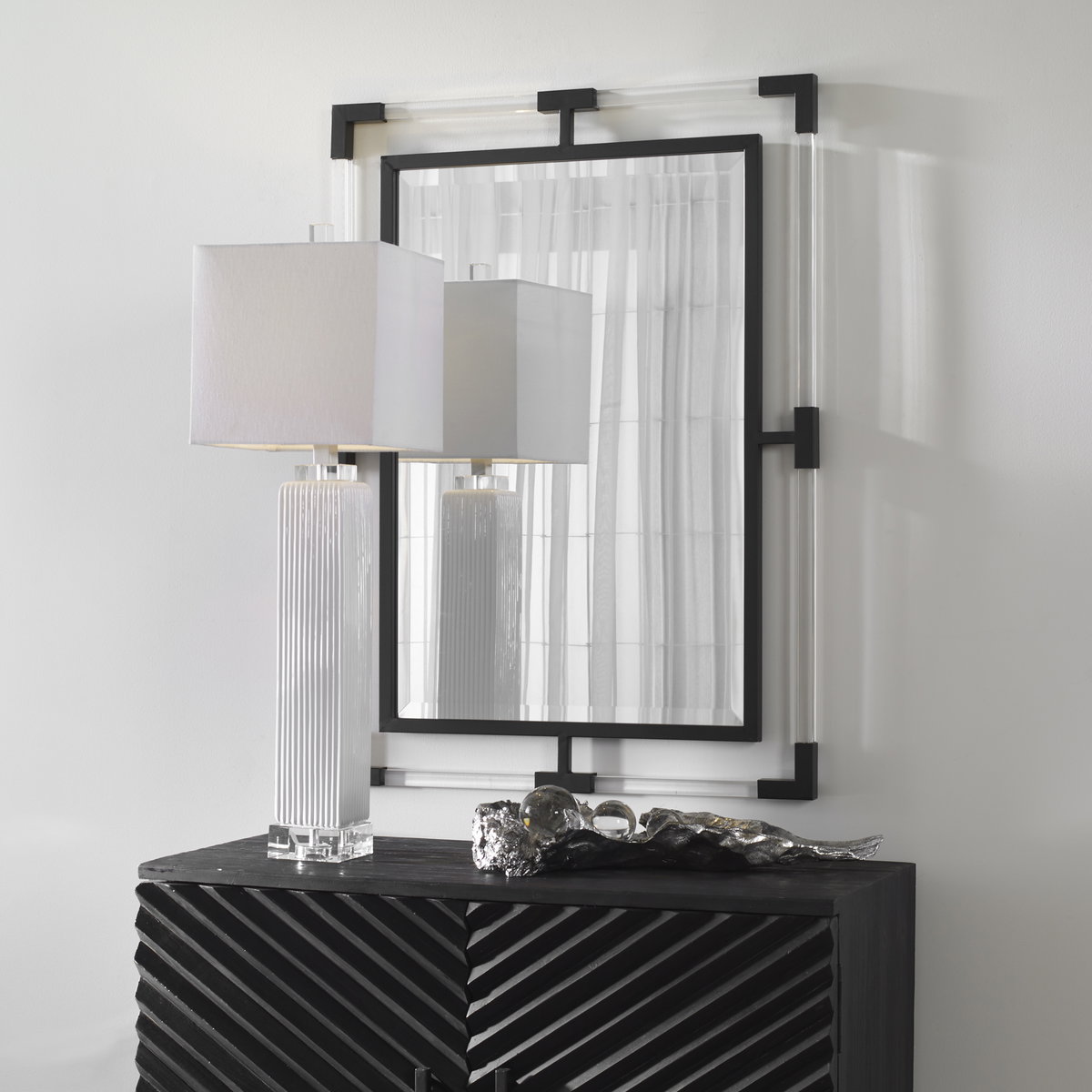 Balkan Black Iron Mirror, by Uttermost, 27.5" width x 37.5" height x 1.12" depth View 2