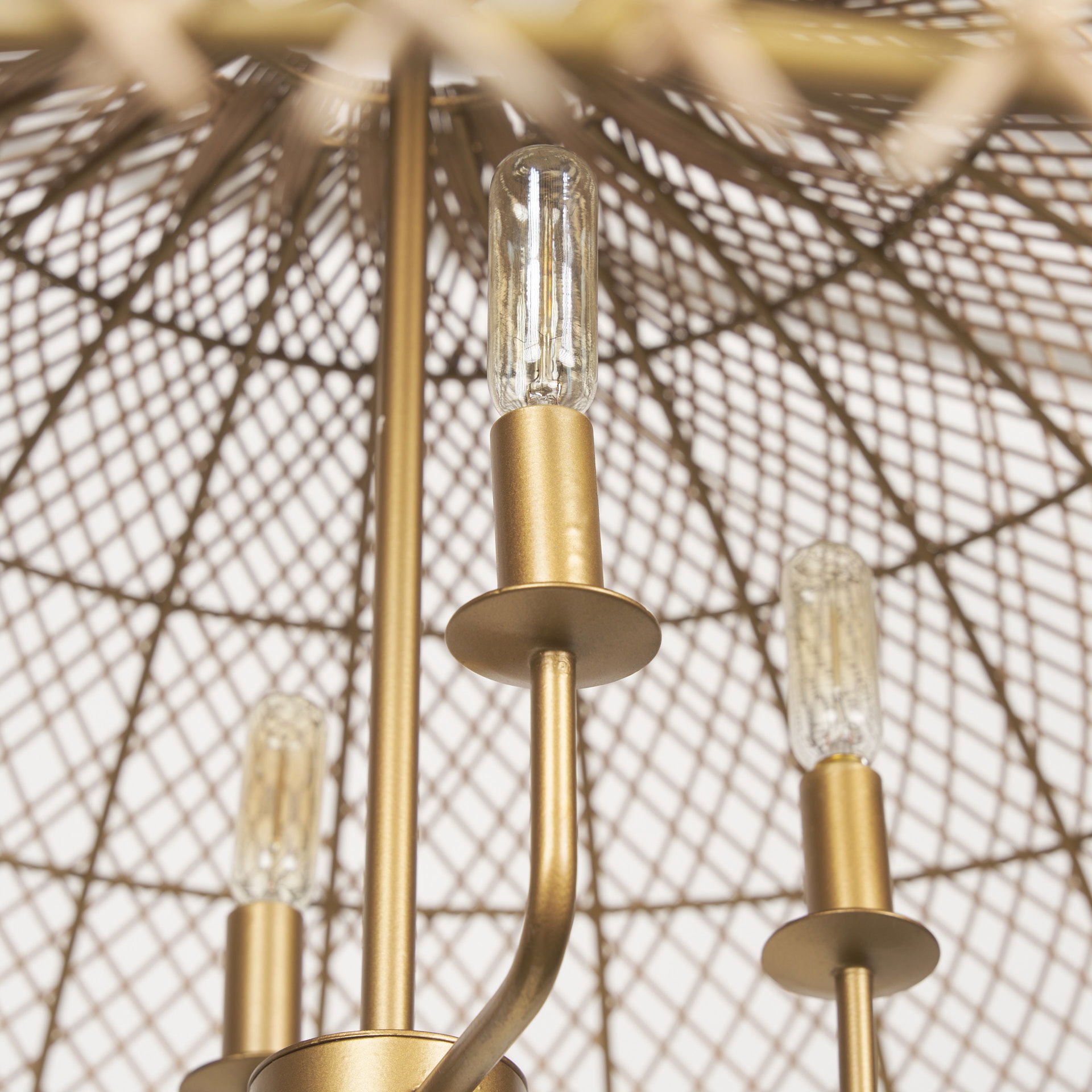 Thad 4-Light Natural Woven Rattan Dome Chandelier, by Mercana, 38" length x 38" width x 21" height View 8