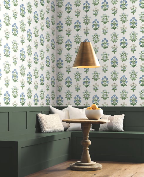 Mughal Rose White & Purple Wallpaper