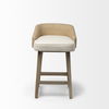 Monmouth 24.25' Seat Height Cream/Beige Fabric Seat Brown Wood Frame Counter Stool thumbnail 2