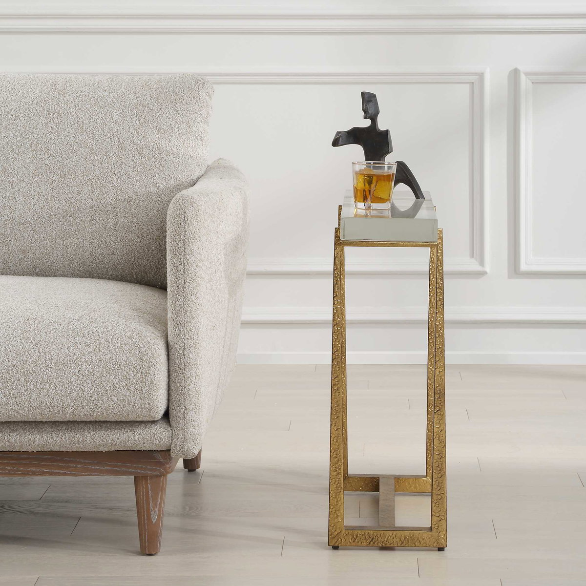 Midas Thick Crystal Accent Table, Side & End Table by Uttermost, 24" width x 24" height x 8.62" depth View 4
