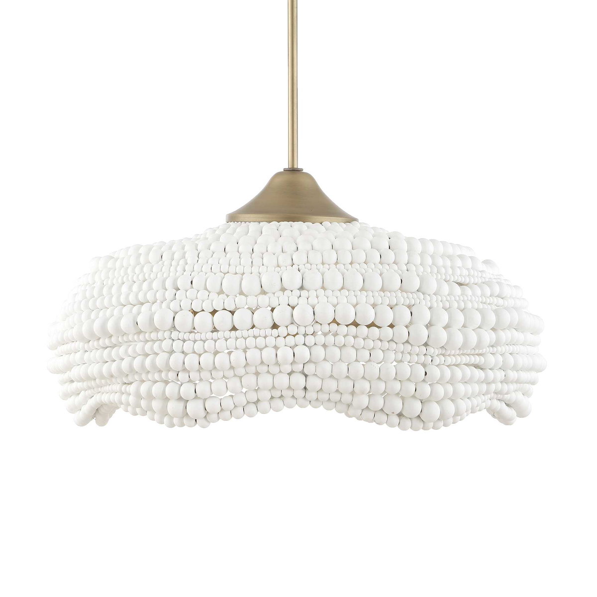 Biddeford 5 Light White Beaded Pendant, Ceiling Light by Uttermost, 24" width x 11.5" height x 24" diameter View 3