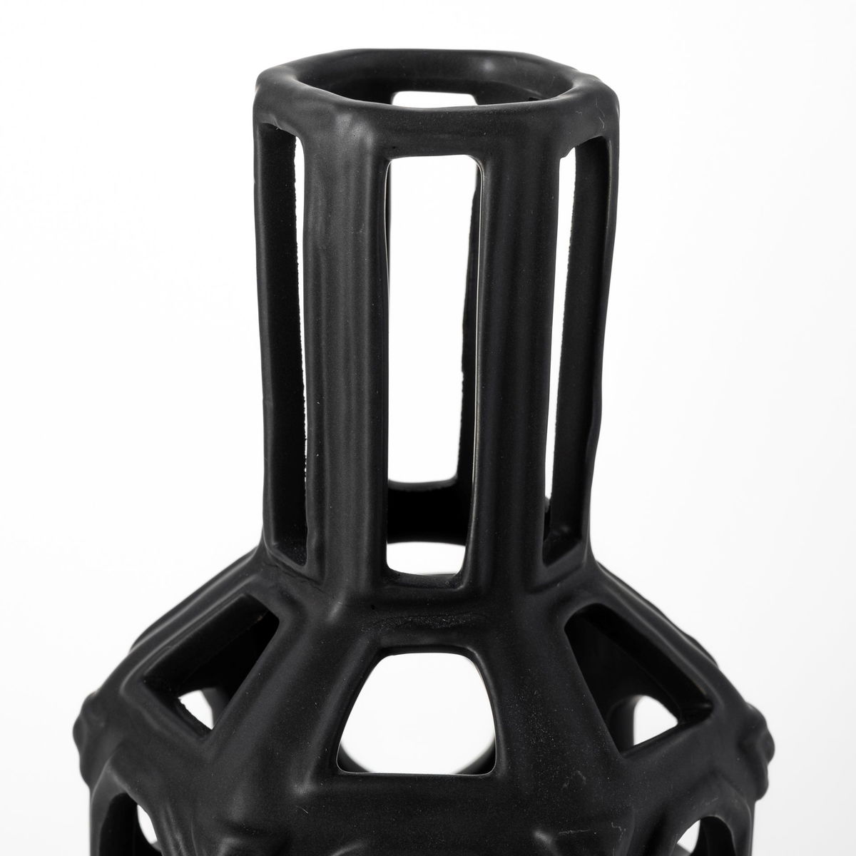 Brunel Large Black Drum-Shaped Ceramic Vase, by Mercana, 3.94" length x 3.94" width x 12.01" height View 7