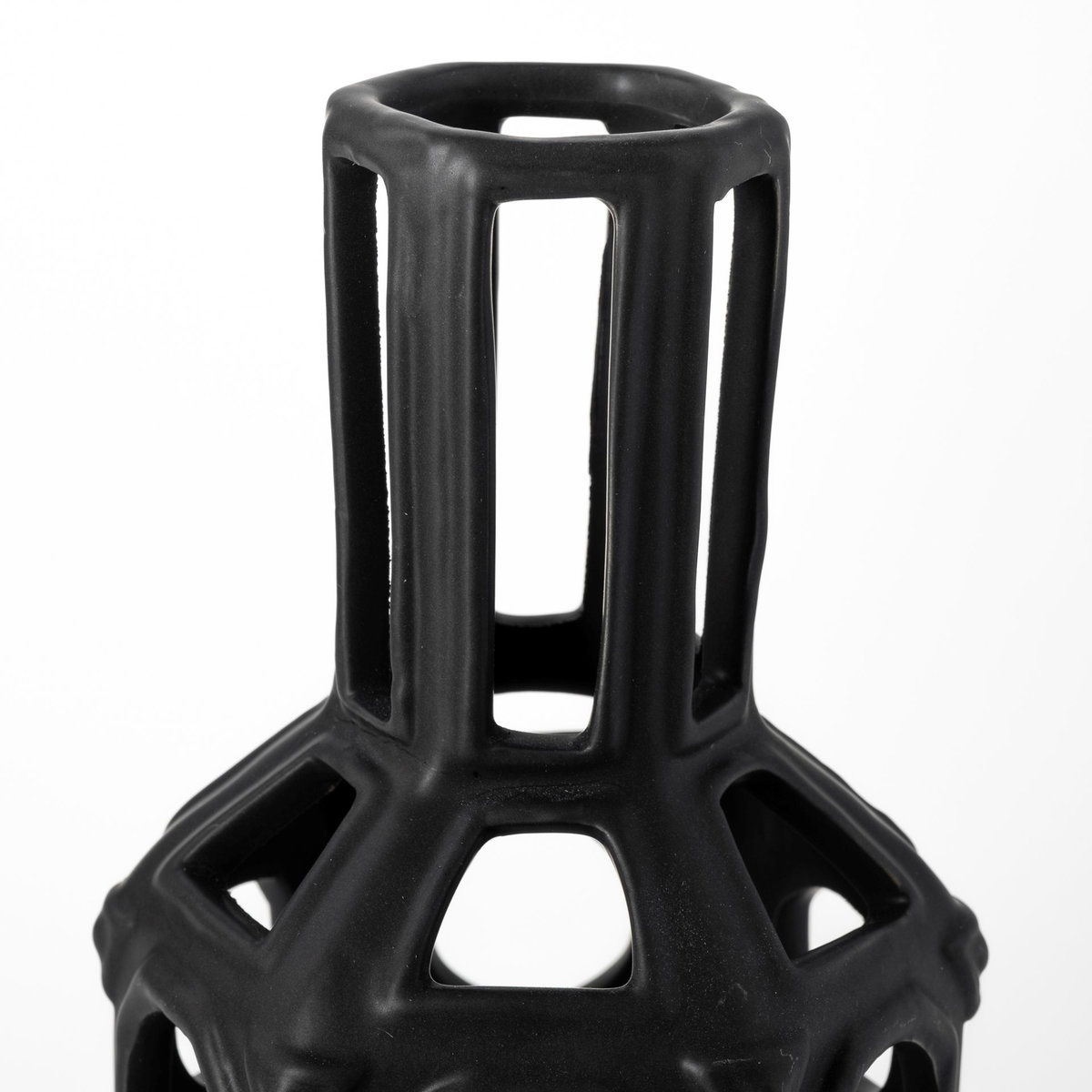Brunel Large Black Drum-Shaped Ceramic Vase, by Mercana, 3.94" length x 3.94" width x 12.01" height View 7