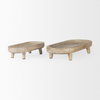 Carver Set of 2 Oblong White Washed Wood Footed Trays, Decorative Tray by Mercana, 14" length x 5.88" width x 3.13" height thumbnail 6