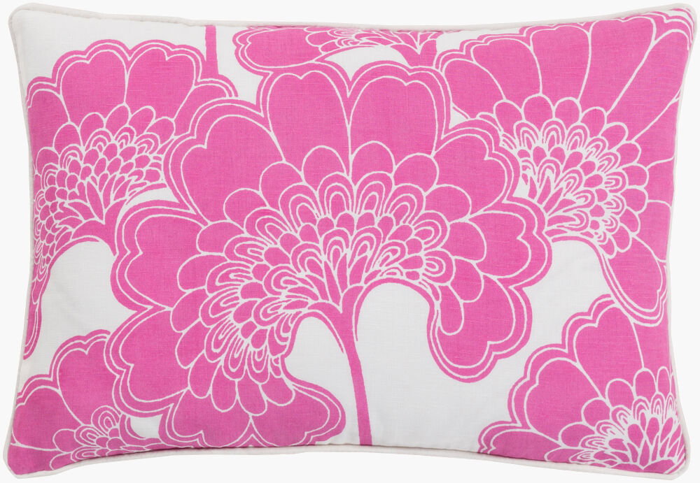 Japanese Floral Lumbar Pillow, Decorative Pillow by Surya, 13" length x 20" width