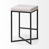 Frodo 26' Seat Height White Fabric Seat Black Metal Base Stool thumbnail 5