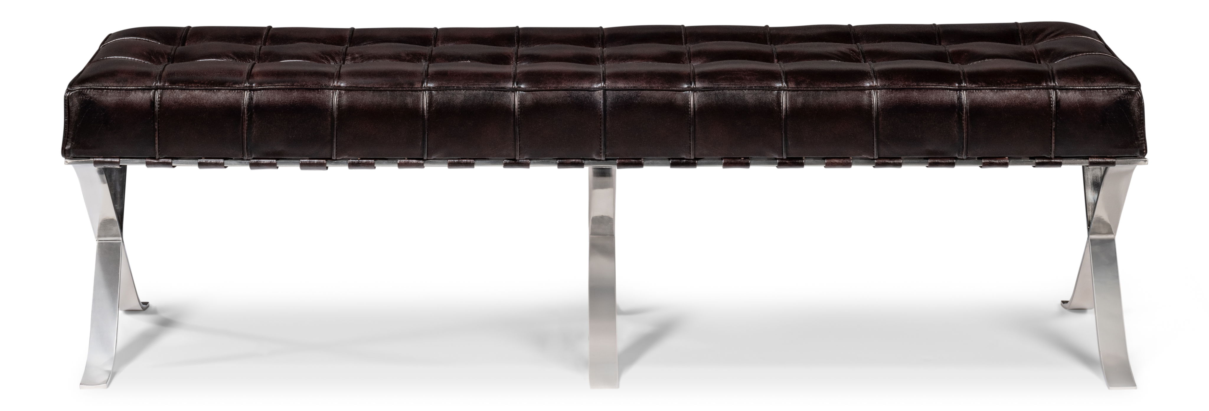 Catalunya Long Bench, Dark Brown, Seating by Sarreid, 60" length x 15" width x 17.5" height View 2