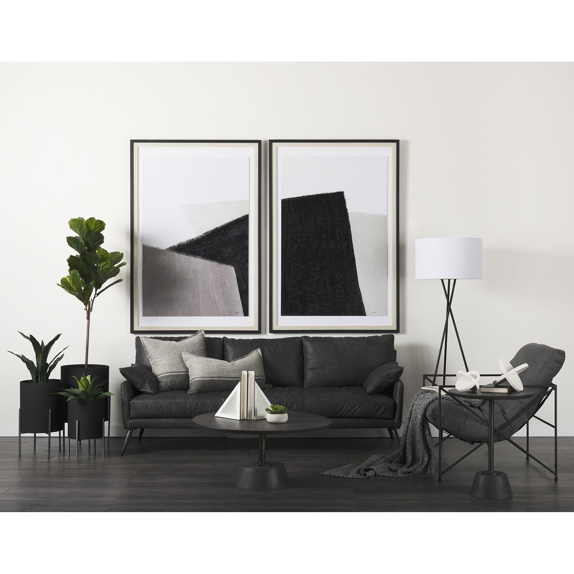 Leonidas 28.5L x 29.5W x 34.0H  Grey Fabric Wrap Black Metal Frame Accent Chair, by Mercana, 28.74" length x 29.92" width x 24.02" height View 4