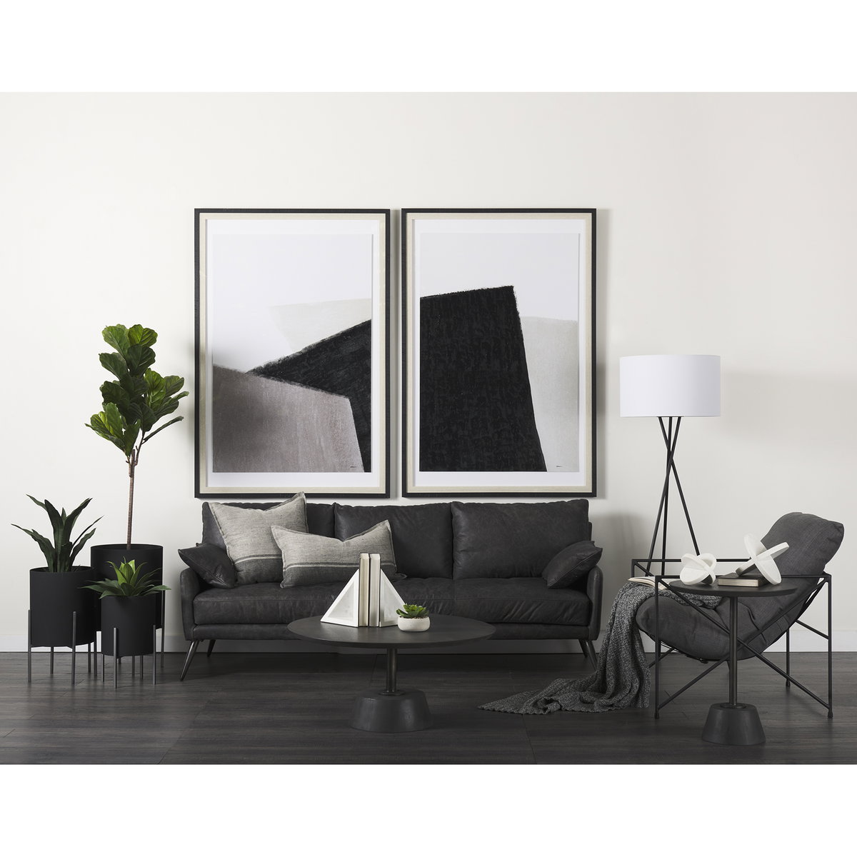 Leonidas 28.5L x 29.5W x 34.0H  Grey Fabric Wrap Black Metal Frame Accent Chair, by Mercana, 28.74" length x 29.92" width x 24.02" height View 4