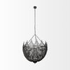 Liam I 32x30 Black Wooden Bead Bowl-Style Four Bulb Chandelier, by Mercana, 32.28" length x 32.28" width x 30" height thumbnail 3