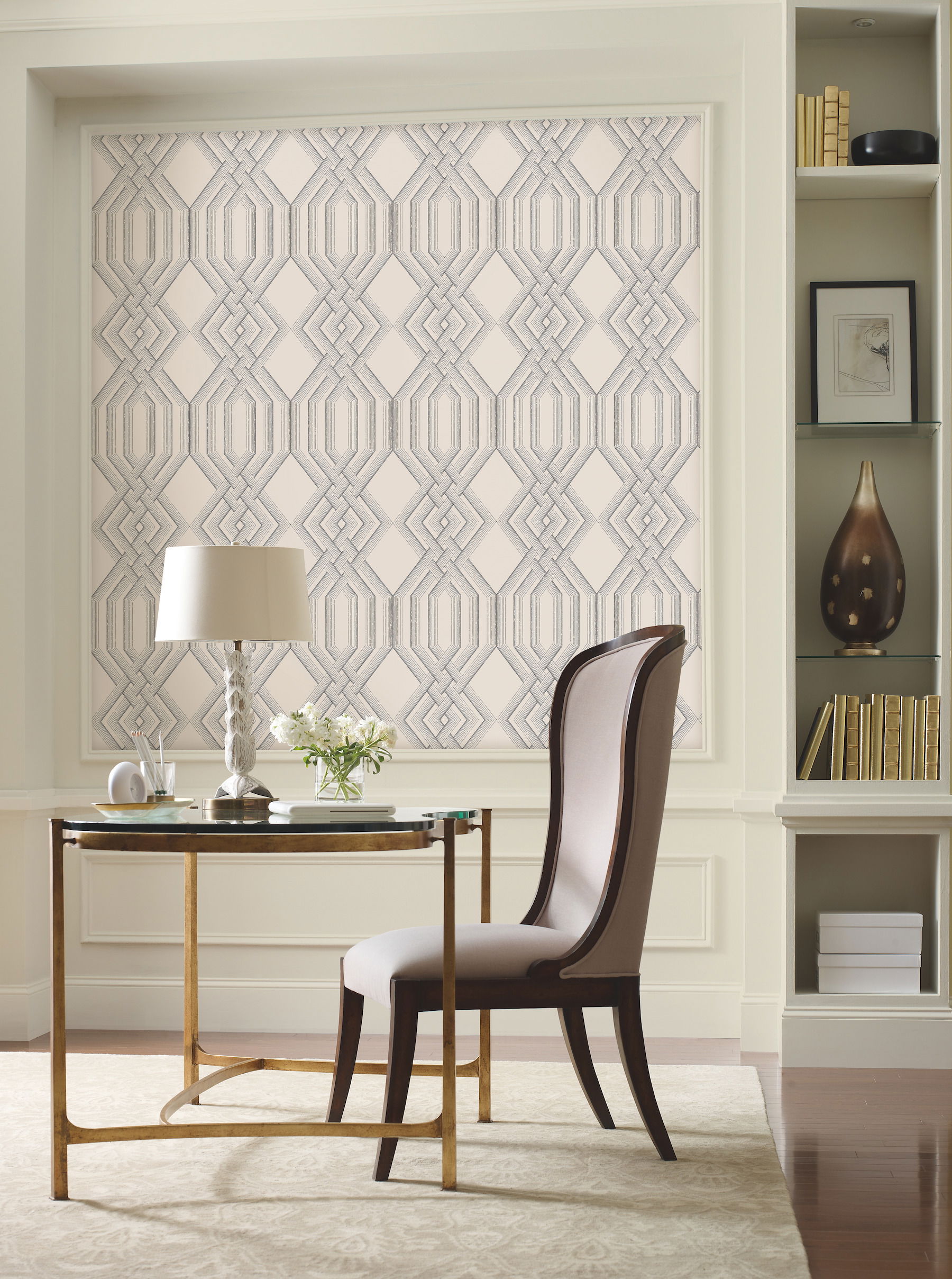 Etched Lattice Grey Wallpaper large image 