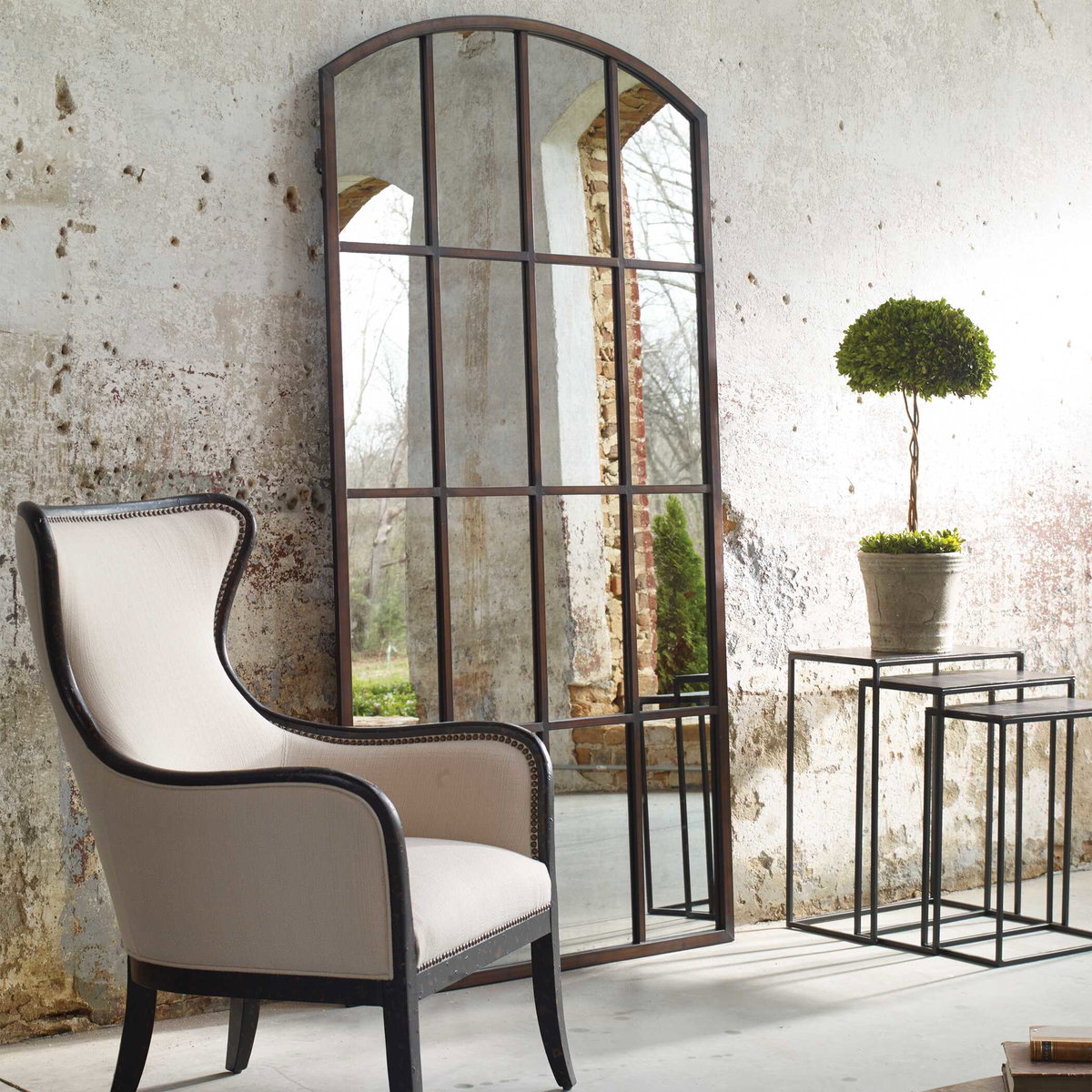 Amiel Antique Large Arch Mirror, by Uttermost, 42.25" width x 82" height x 1.5" depth View 6