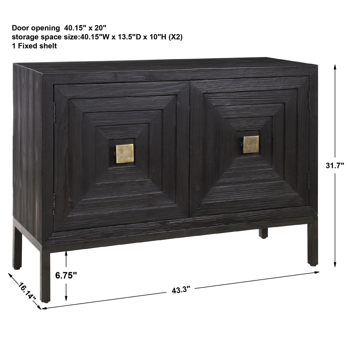 Aiken Dark Walnut 2 Door Cabinet, Cabinets & Chest by Uttermost, 43.25" width x 31.12" height x 16" depth View 3