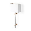 Cantabria 12x30 White Shade Brass/Acrylic Wall Sconce, by Mercana, 12" length x 6" width x 30" height thumbnail 1