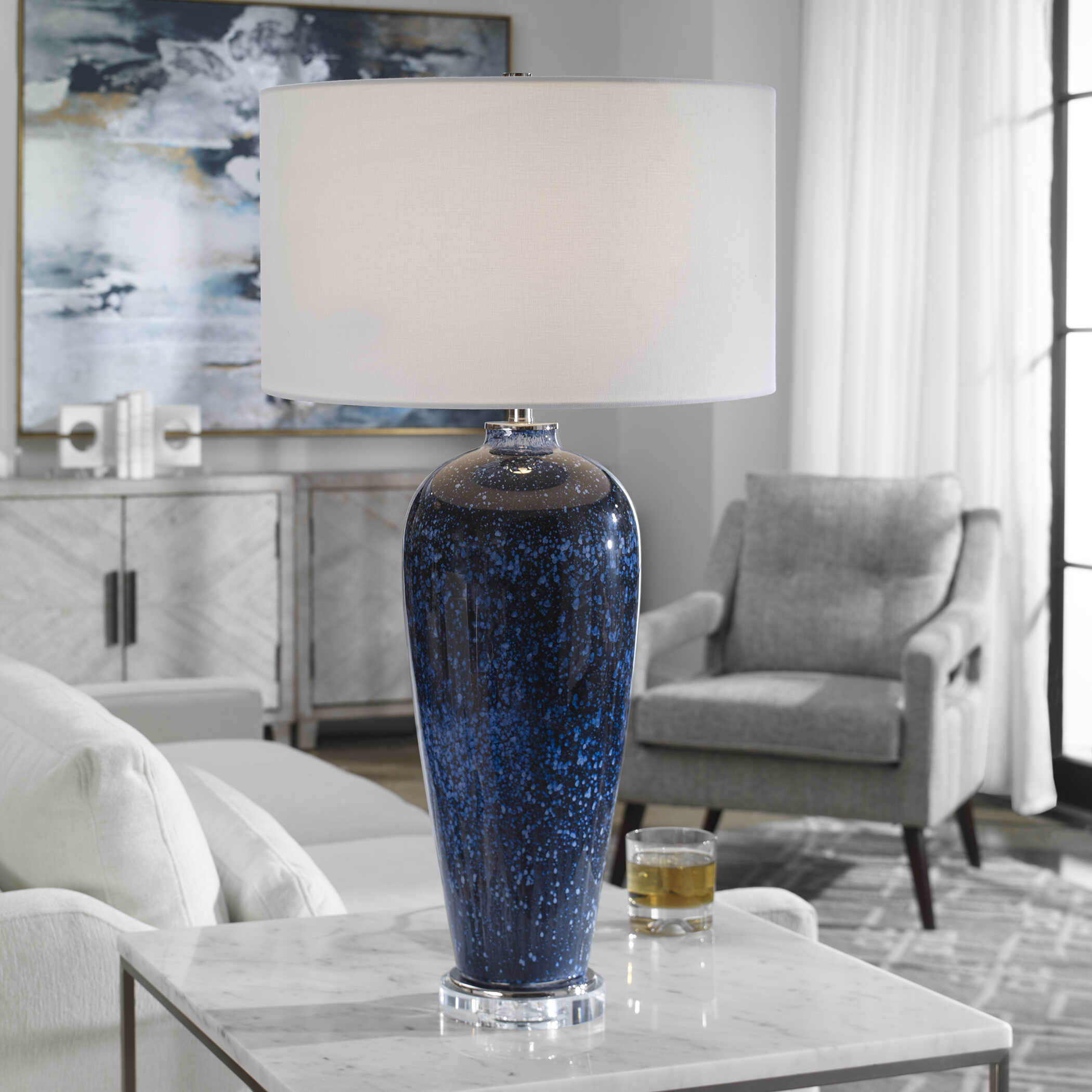 Stargazer Cobalt Navy Table Lamp, by Uttermost, 17" width x 31" height x 17" depth View 2