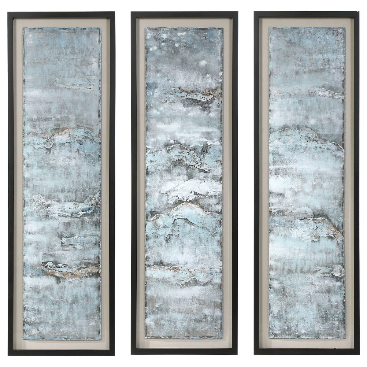 Ocean Swell Painted Metal Art Set/3 3 Cartons, Painting by Uttermost, 20.6" width x 65.7" height x 1.5" depth View 1