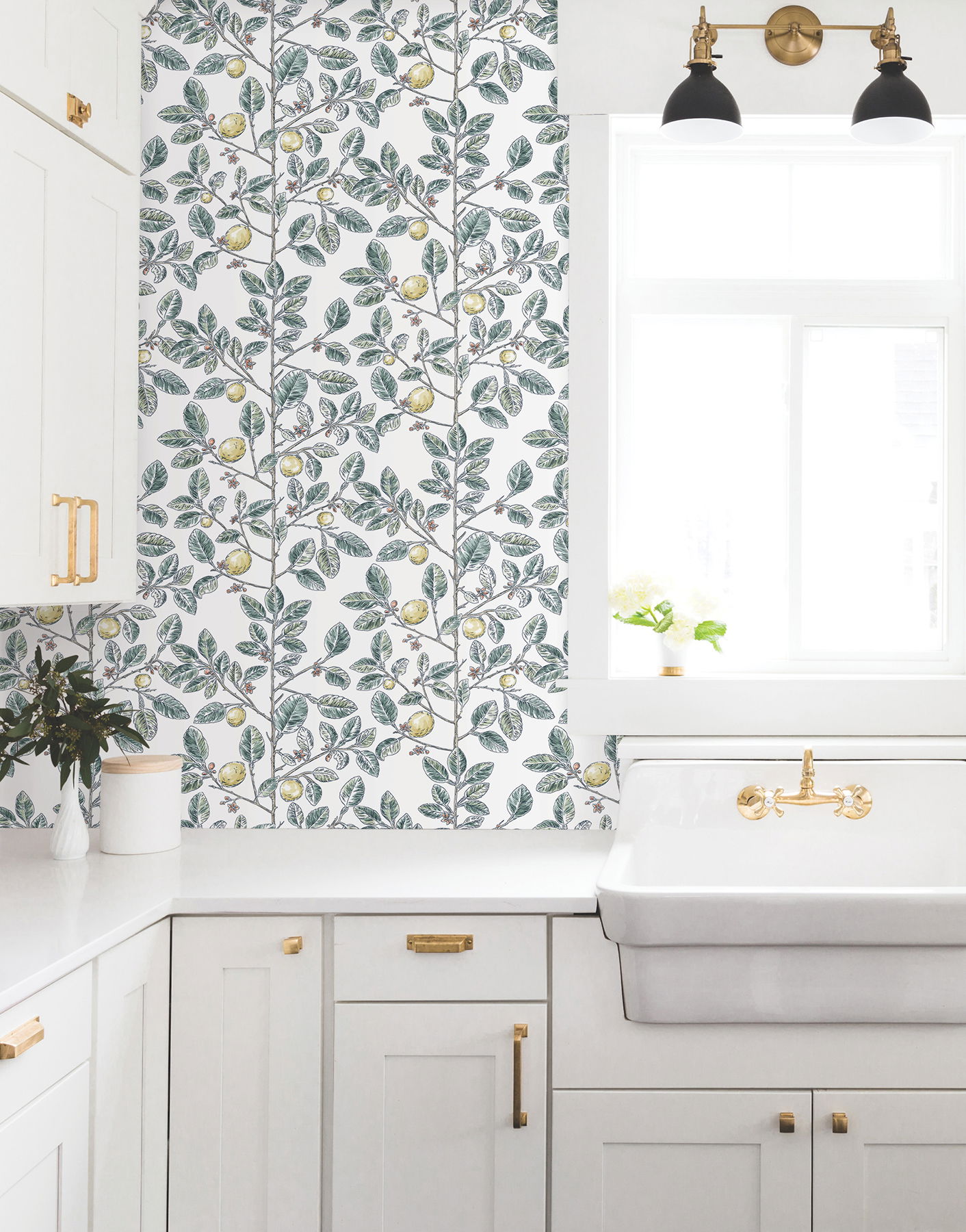 Limoncello Toile Forest Wallpaper large image 