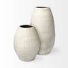 Reyan Small Pearl White Ceramic Striped Vase, by Mercana, 15.75" length x 15.75" width x 21.26" height thumbnail 7