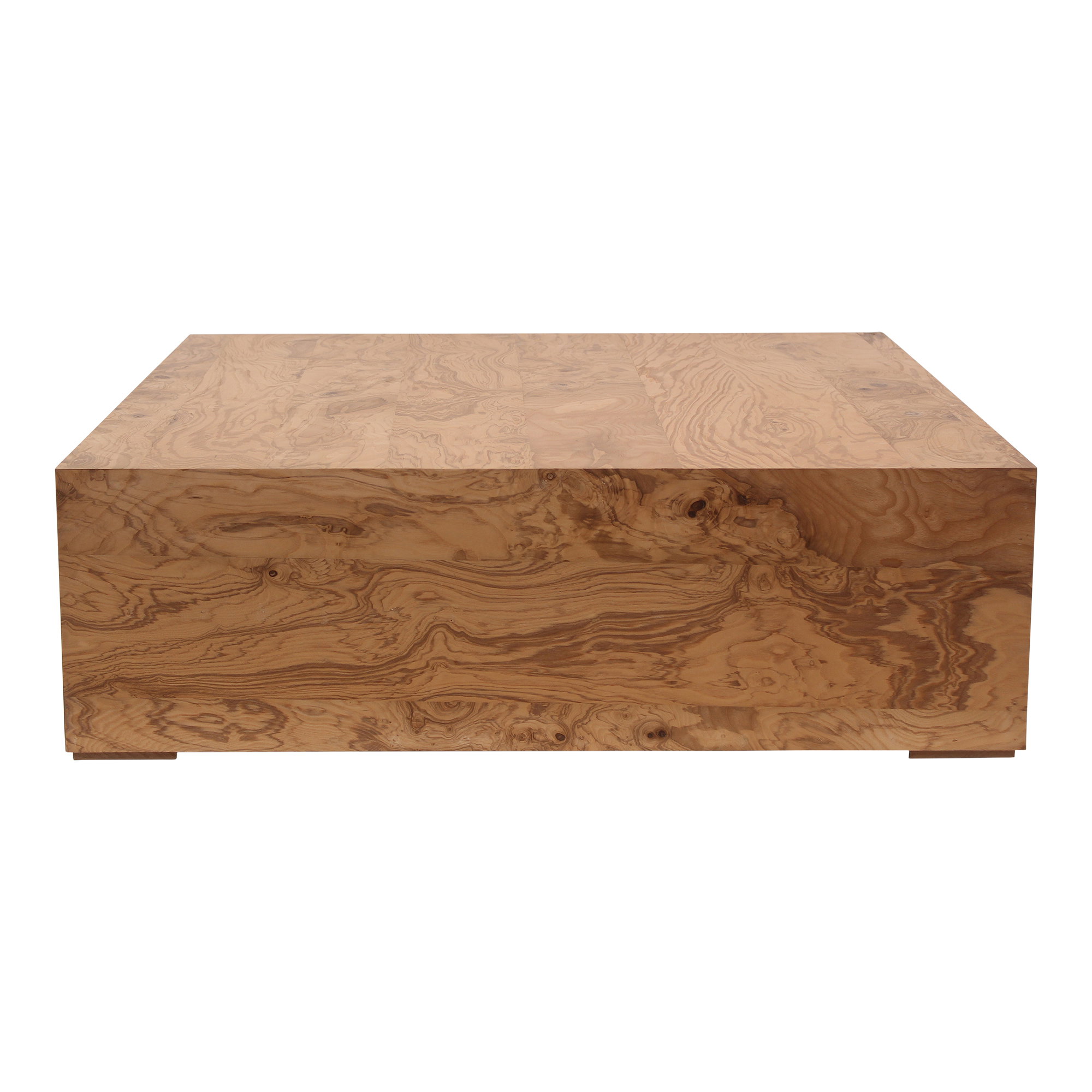 Nash Coffee Table Honey Brown Burl, by Moe's Home, 40" width x 12" height x 40" depth View 1