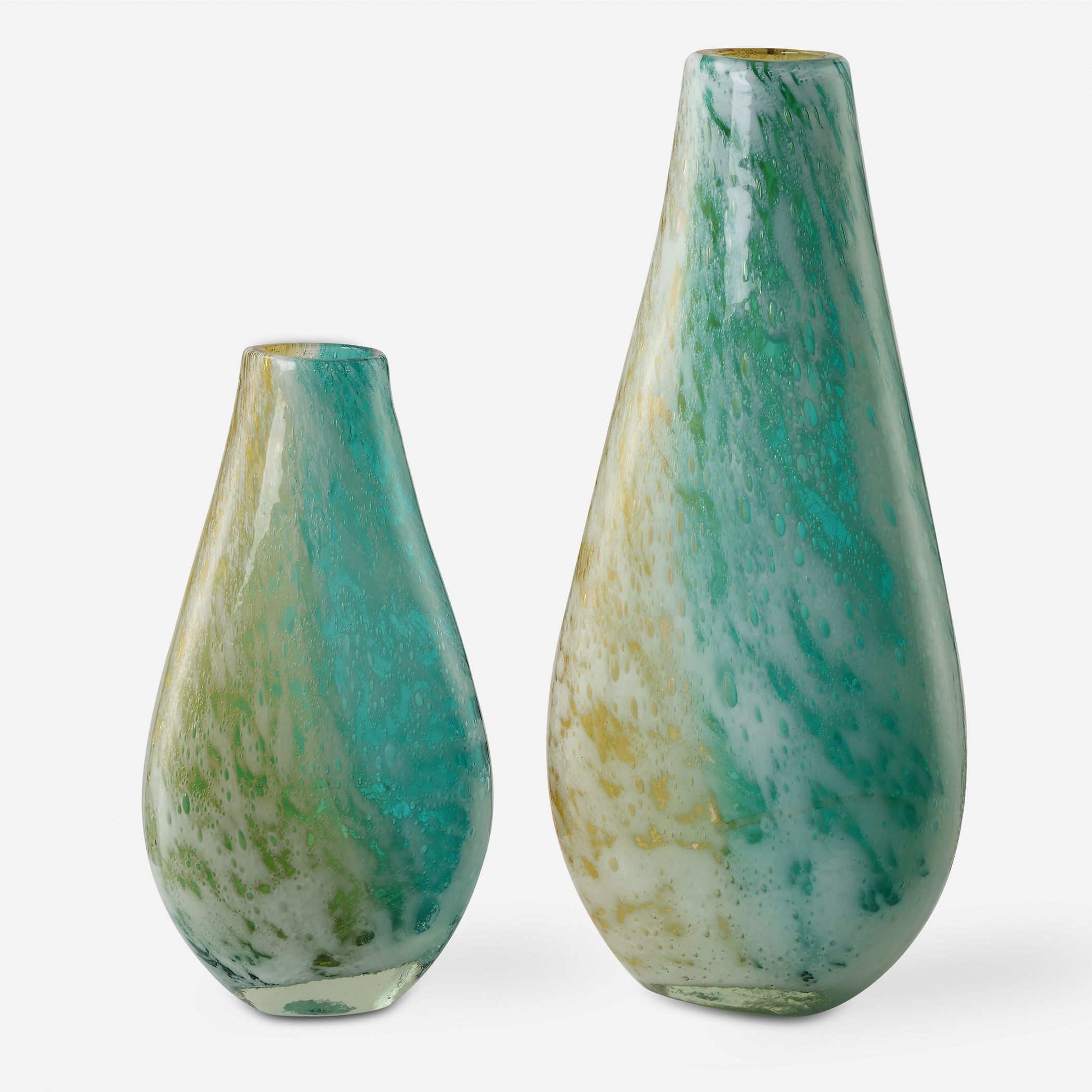 High Tide Glass Vases Set/2, Decorative by Uttermost, 6.5" width x 13.75" height x 4" depth View 1