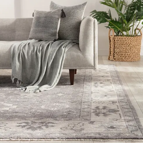 Rivas Hand-Knotted Medallion Gray Area Rug
