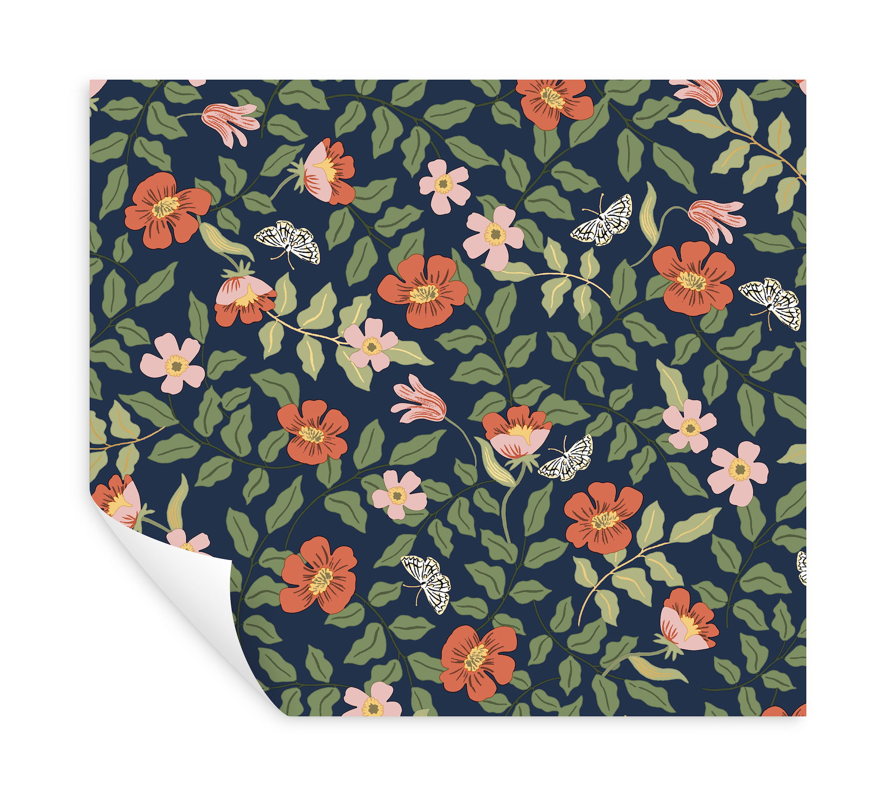Primrose Rose & Navy Peel & Stick Wallpaper large image 