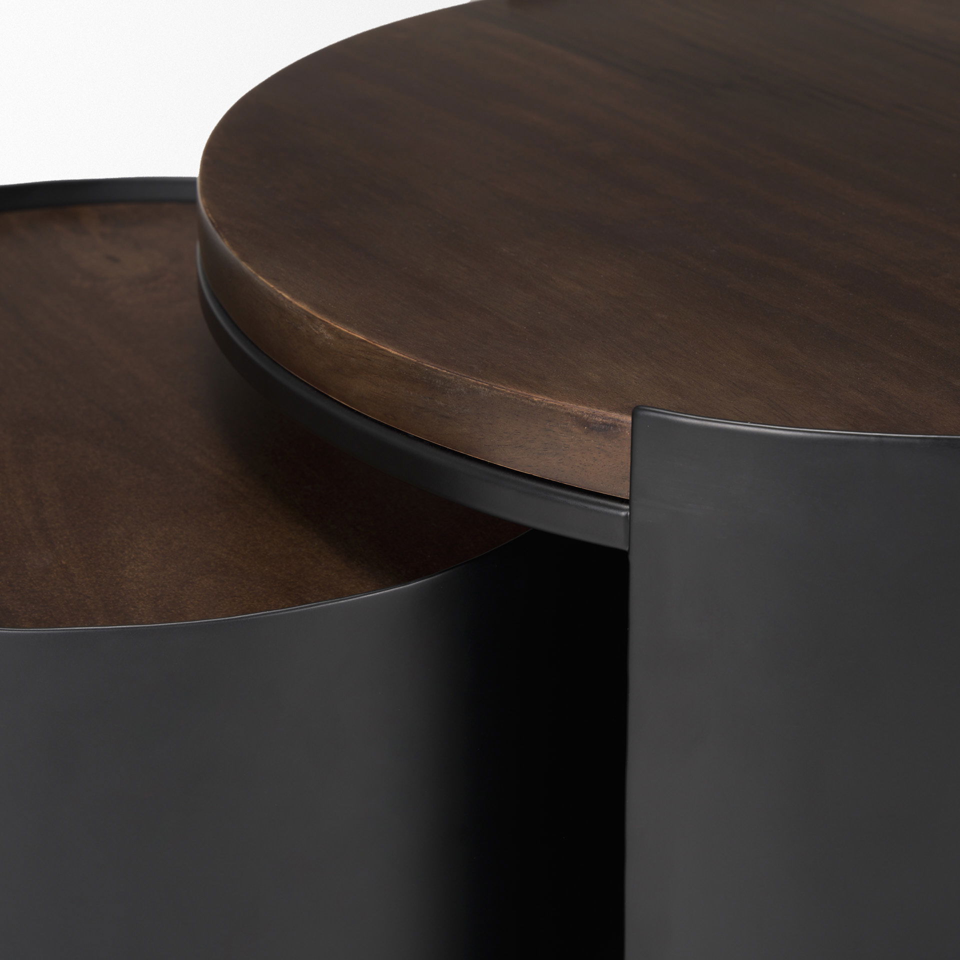 Varden Matte Black Metal with Dark Brown Wood Top Nesting Accent Tables large image 