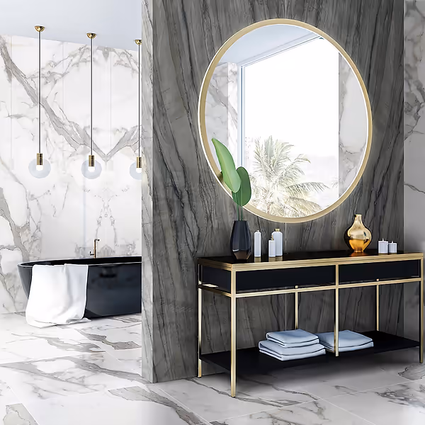 Online Designer Other TileBarXL Marmi Slim Platinum Gray 60"x120" Polished Porcelain Slab