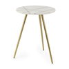 Vivienne  White Marble with Antique Gold Metal Round Large Accent Table, Side & End Table by Mercana, 18" length x 18" width x 23" height thumbnail 1