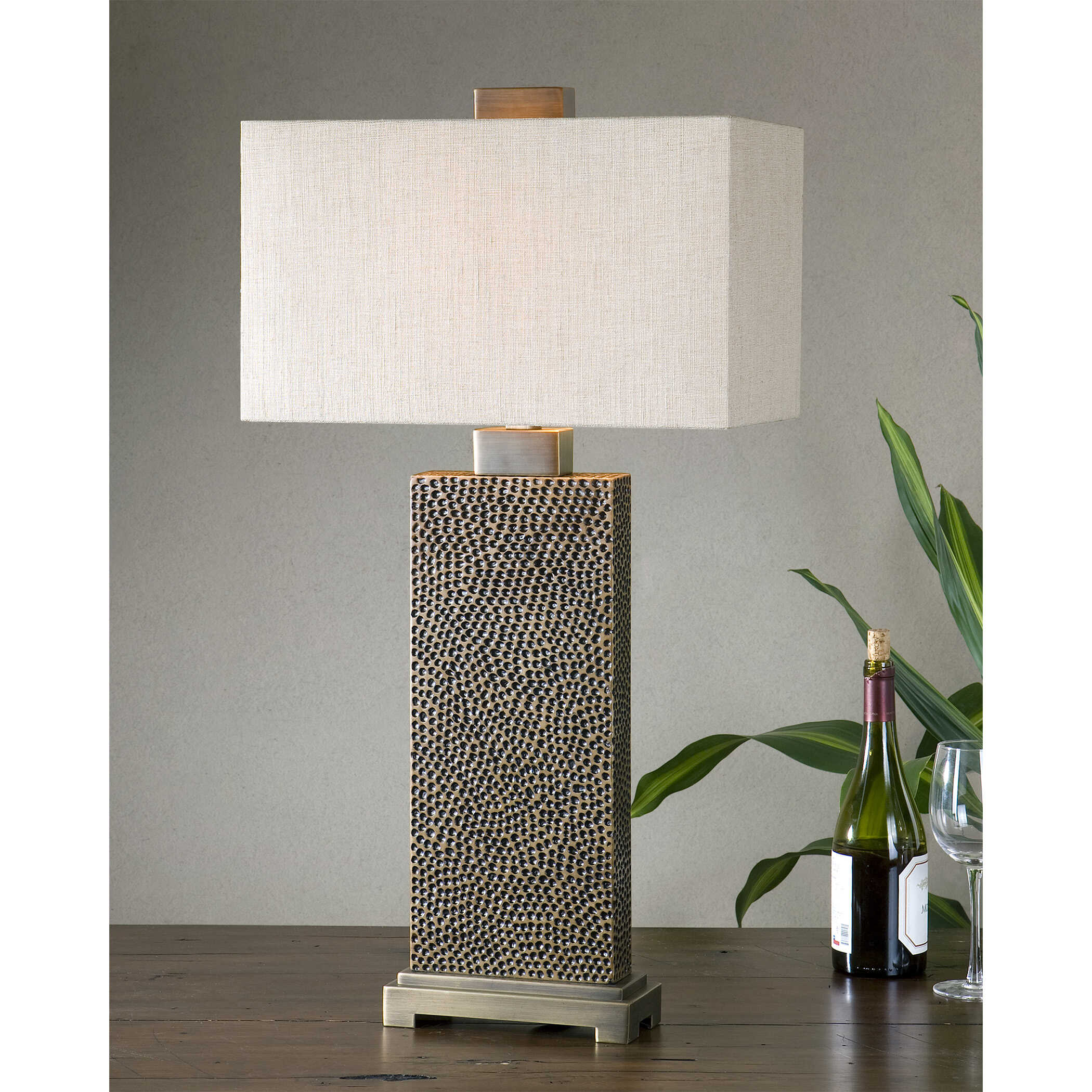 Canfield Coffee Bronze Table Lamp, by Uttermost, 17" width x 32.25" height x 10" depth View 2