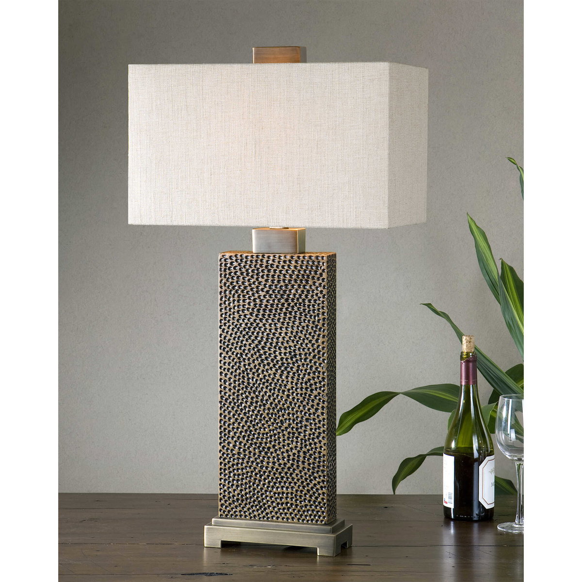 Canfield Coffee Bronze Table Lamp, by Uttermost, 17" width x 32.25" height x 10" depth View 2