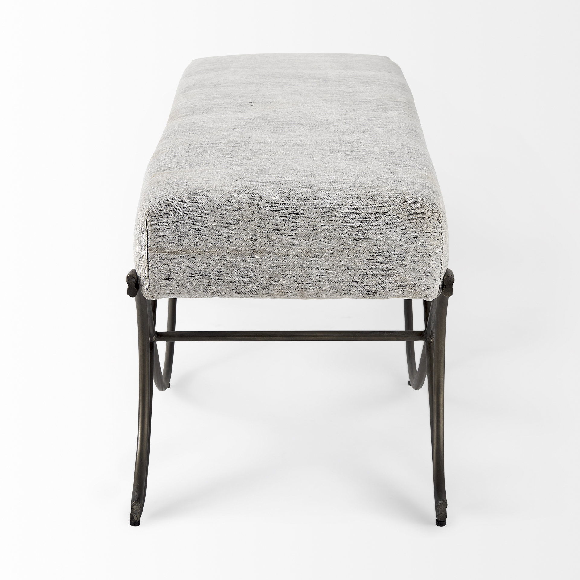 Ayla 55L x 17.6W x 18H Dark Gray Fabric Seat with Dark Nickel Metal Frame Bench large image 