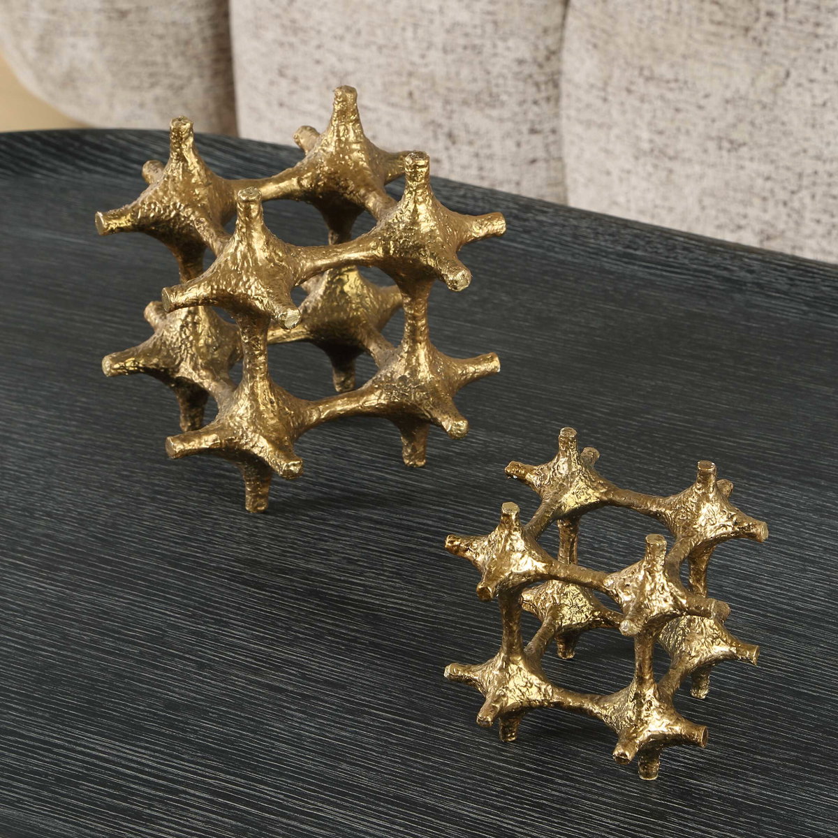 Gilded Connection Modern Sculptures Set/2, Figurines & Statue by Uttermost, 6.5" width x 6.5" height x 6.5" depth View 4