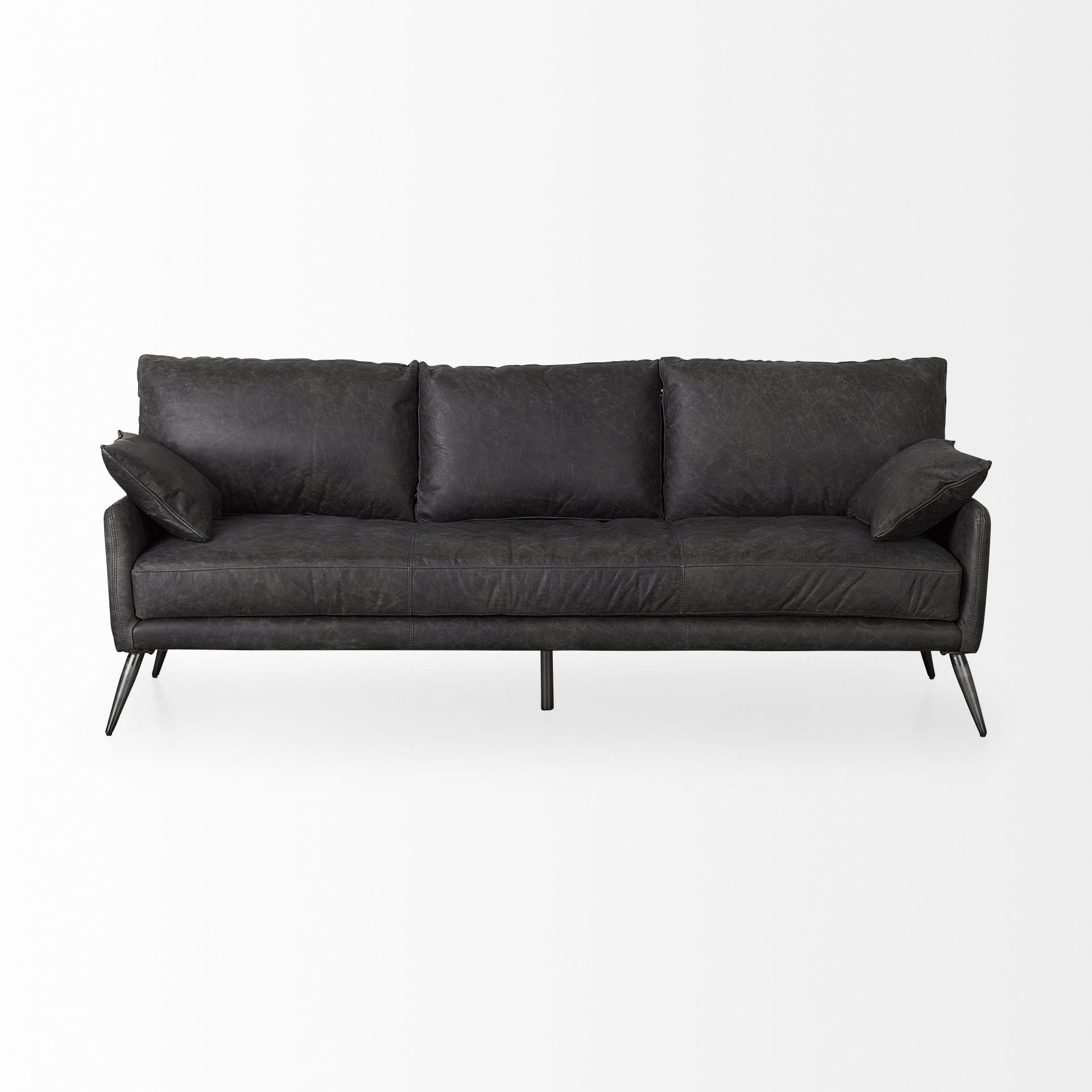 Cochrane 82L x 33W x 32.3 Black Leather Three Seater Sofa large image 