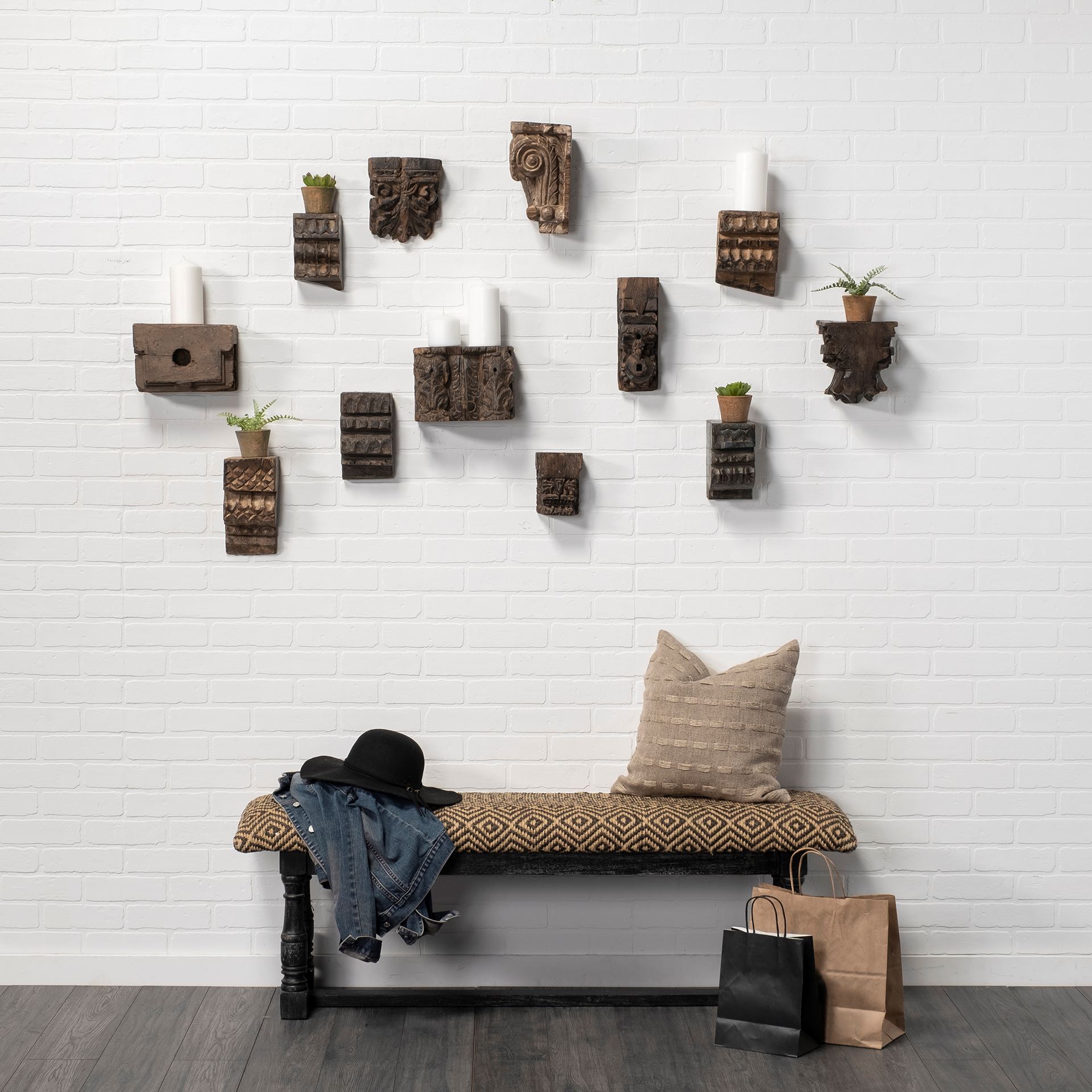 Denison 55L x 14.5W Black Beige Woven Cushion Top W Black Wood Base Accent Bench, Benche by Mercana, 55" length x 14.5" width x 19" height View 2