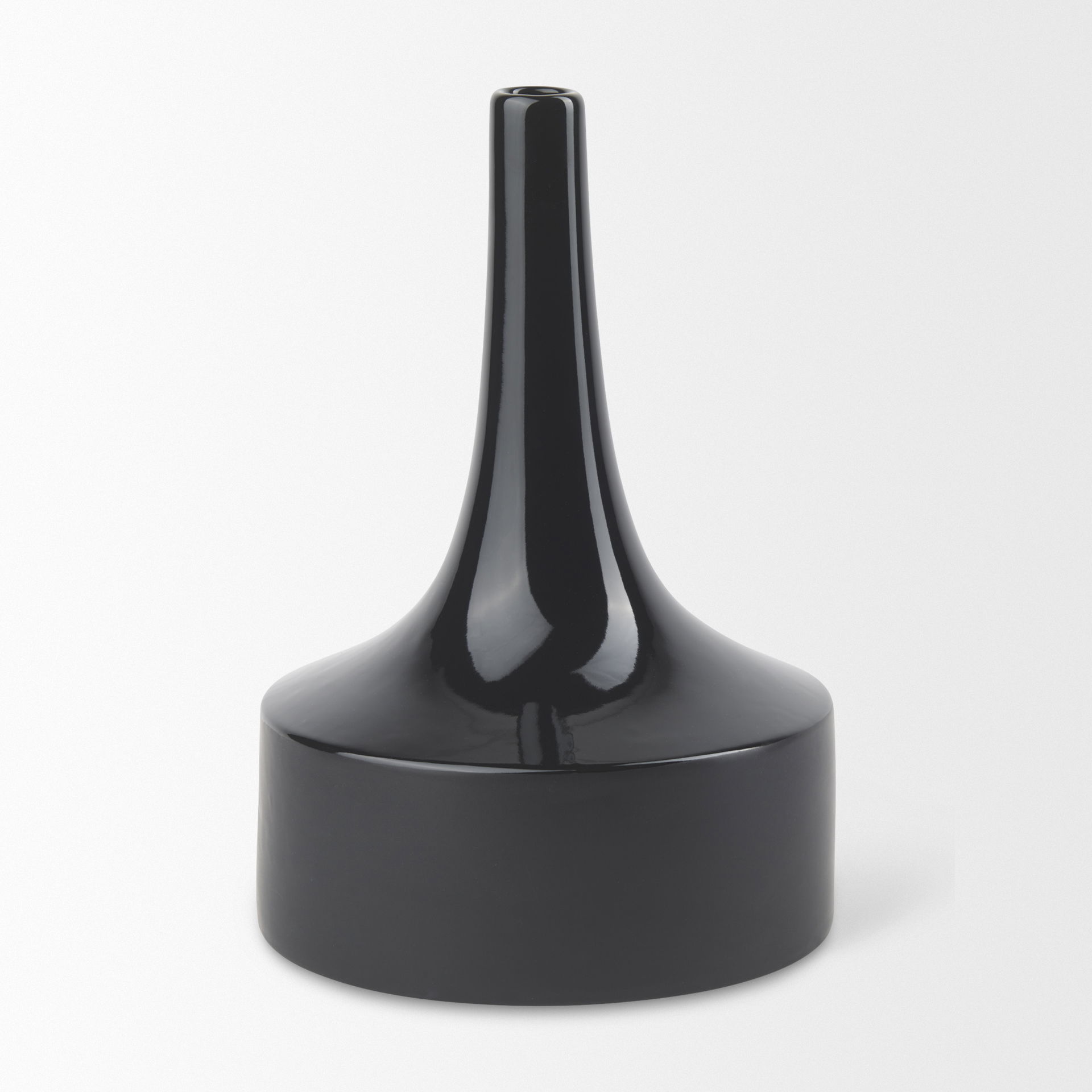 Burton 13.1H Large Glossy and Matte Black Ceramic Jug Vase, by Mercana, 7.87" length x 7.87" width x 11.61" height View 4