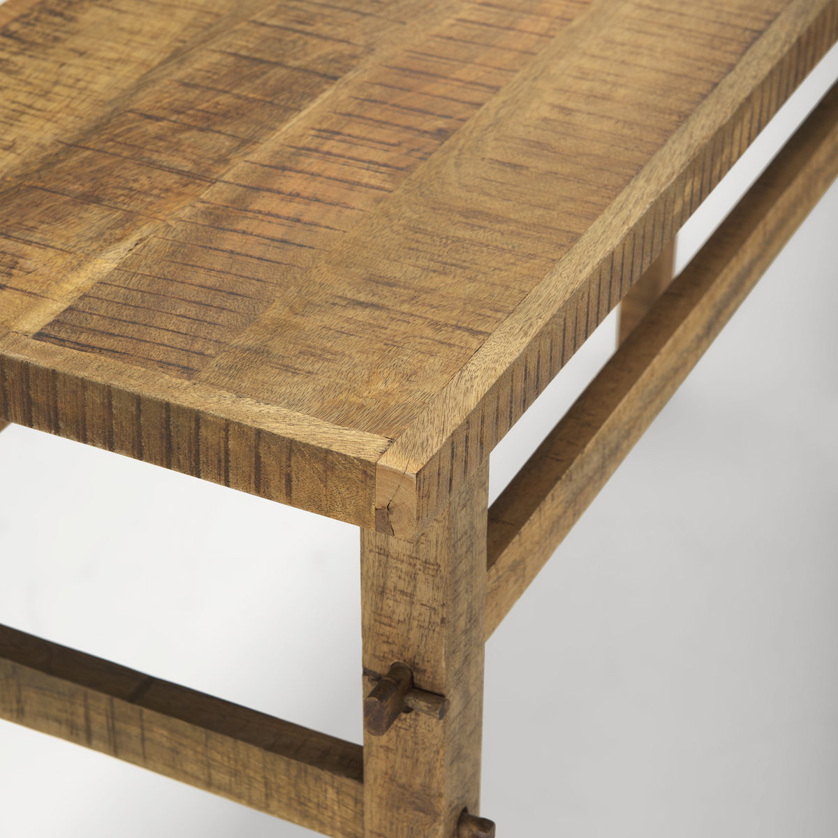 Rosie 54' Brown Wood Console Table, by Mercana, 54" length x 16" width x 30" height View 7