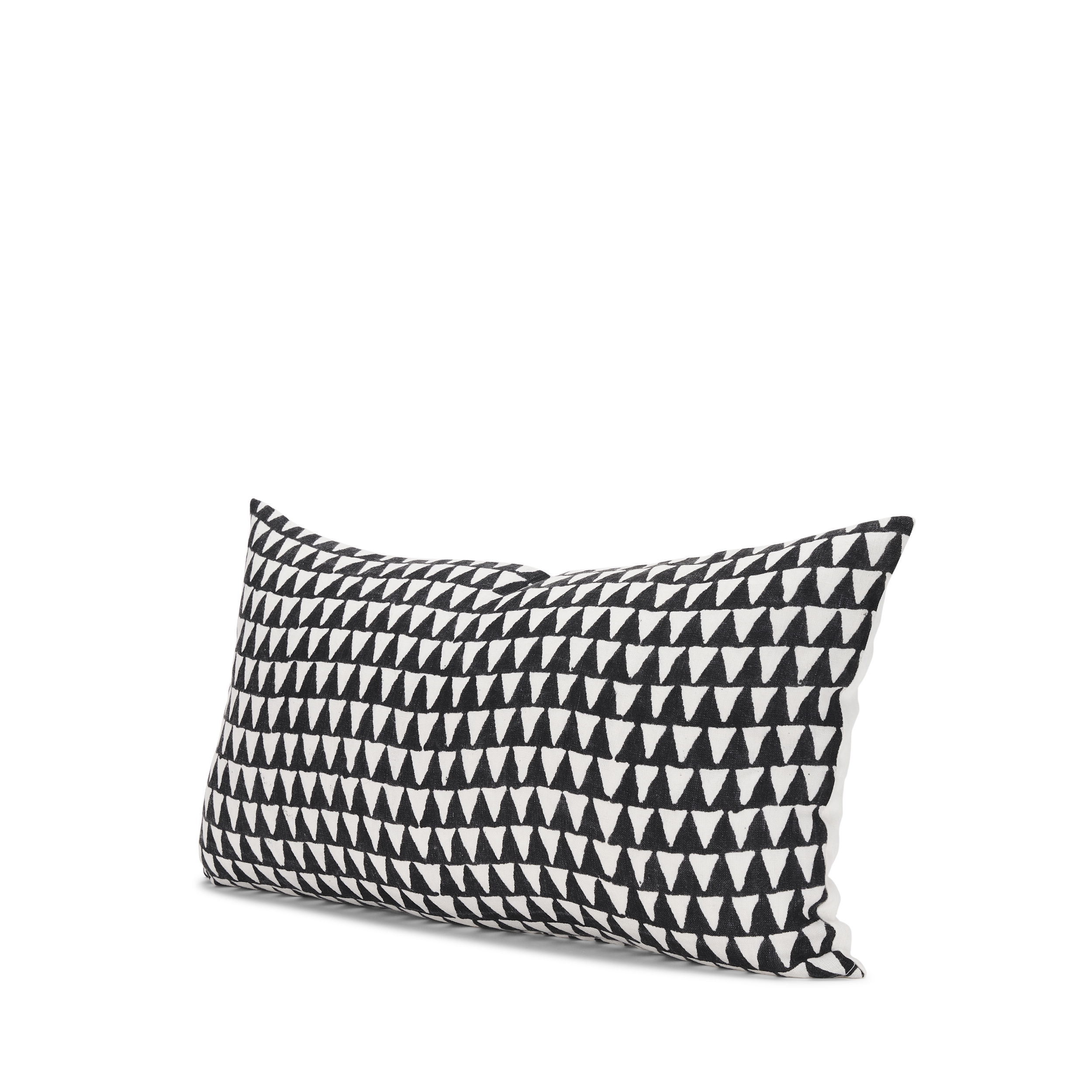 Jolie Cream with Black Print Linen Lumbar Decorative Pillow Cover large image 