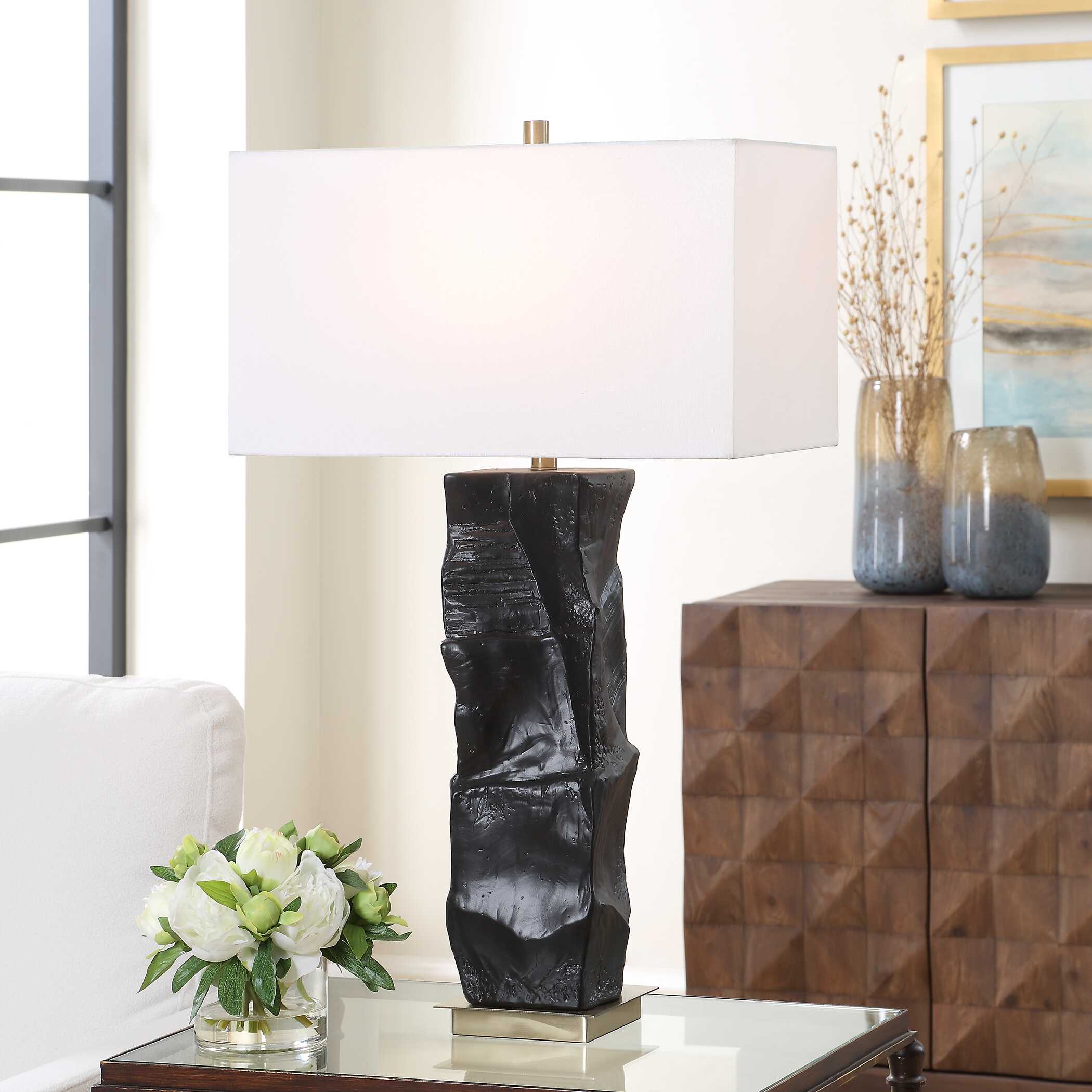 Altaria Black Table Lamp, by Uttermost, 20" width x 33" height x 11" depth View 2