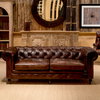 Castered Chesterfield Sofa, by Sarreid, 3'2" length x 7'5" width x 2'8" height thumbnail 16