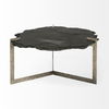 Shale 37' Irregular Live-Edge Black Slate with Flat Iron Base Coffee Table thumbnail 2